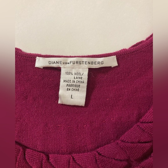 Diane Von Furstenberg Wool MIDI Knit Dress Size L Maroon - Picture 10 of 13